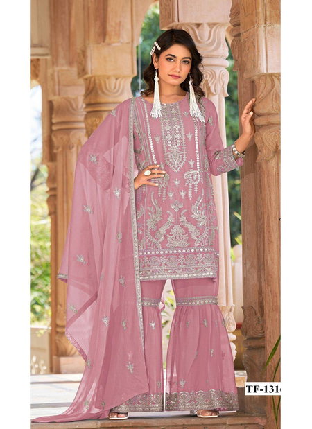 Tawakal 1316 Naylon Orgenza  With Embroidery Work Top With Plazo Dupatta Bulk Orders In India